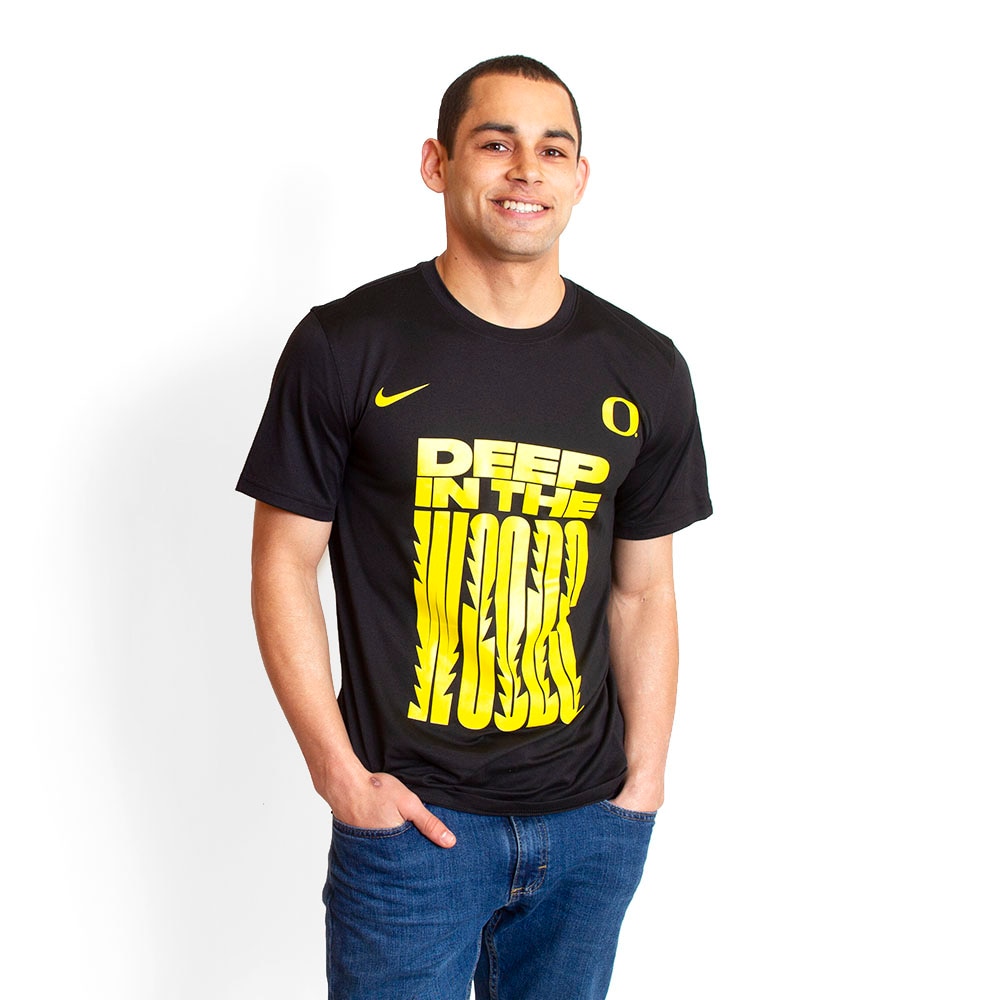 Classic Oregon O, Nike, Black, Crew Neck, Performance/Dri-FIT, Men, Basketball, Deep in the Woods, T-Shirt, 337805